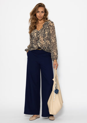 Leichte Bluse mit Rüschen - beige