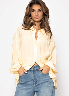 Leichte Bluse mit Volants - buttergelb