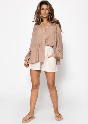 Leichte Bluse mit Volants - taupe