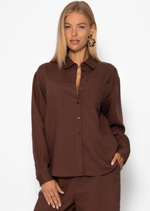 Linen shirt blouse - brown