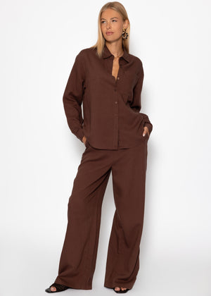 Linen shirt blouse - brown