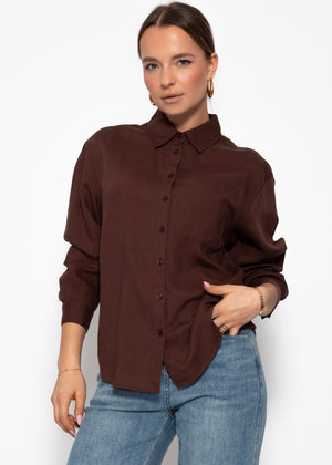Linen shirt blouse - brown