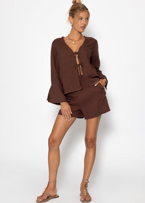 Leinen Shorts - braun