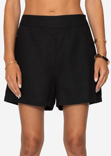 Leinen Shorts - schwarz