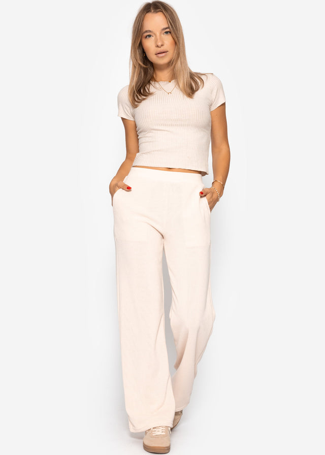 Loungewear Hose in Rippoptik - beige