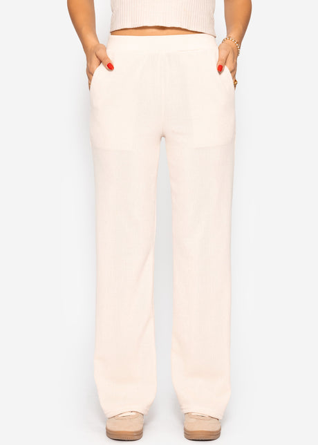 Loungewear Hose in Rippoptik - beige