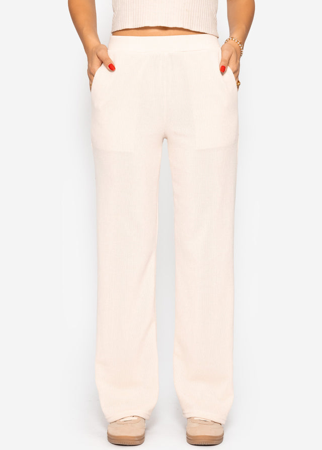 Loungewear Hose in Rippoptik - beige