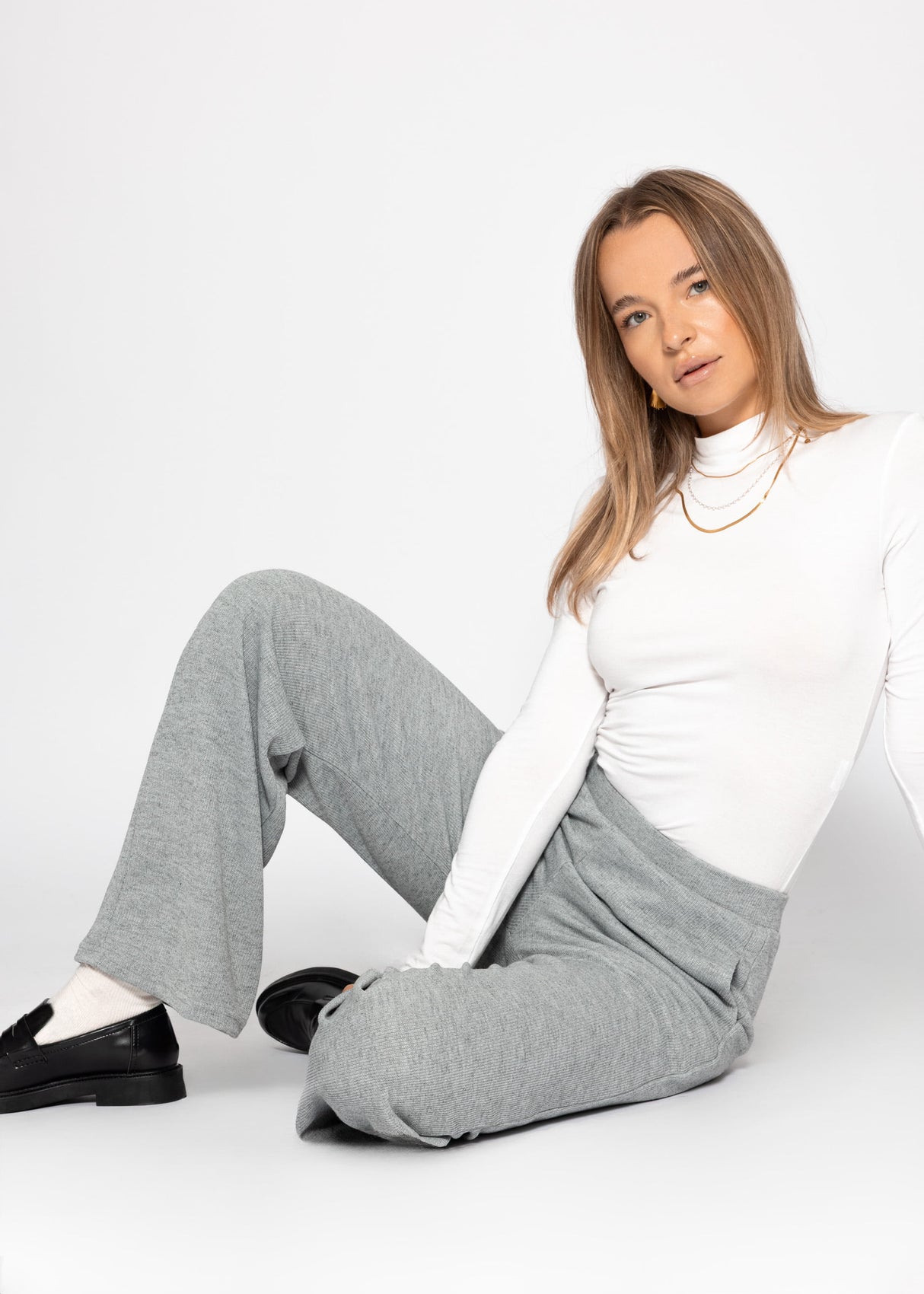 Loungewear Hose in Rippoptik - grau