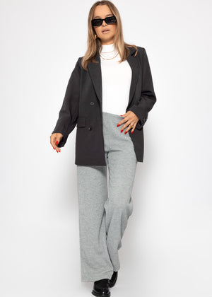 Loungewear Hose in Rippoptik - grau