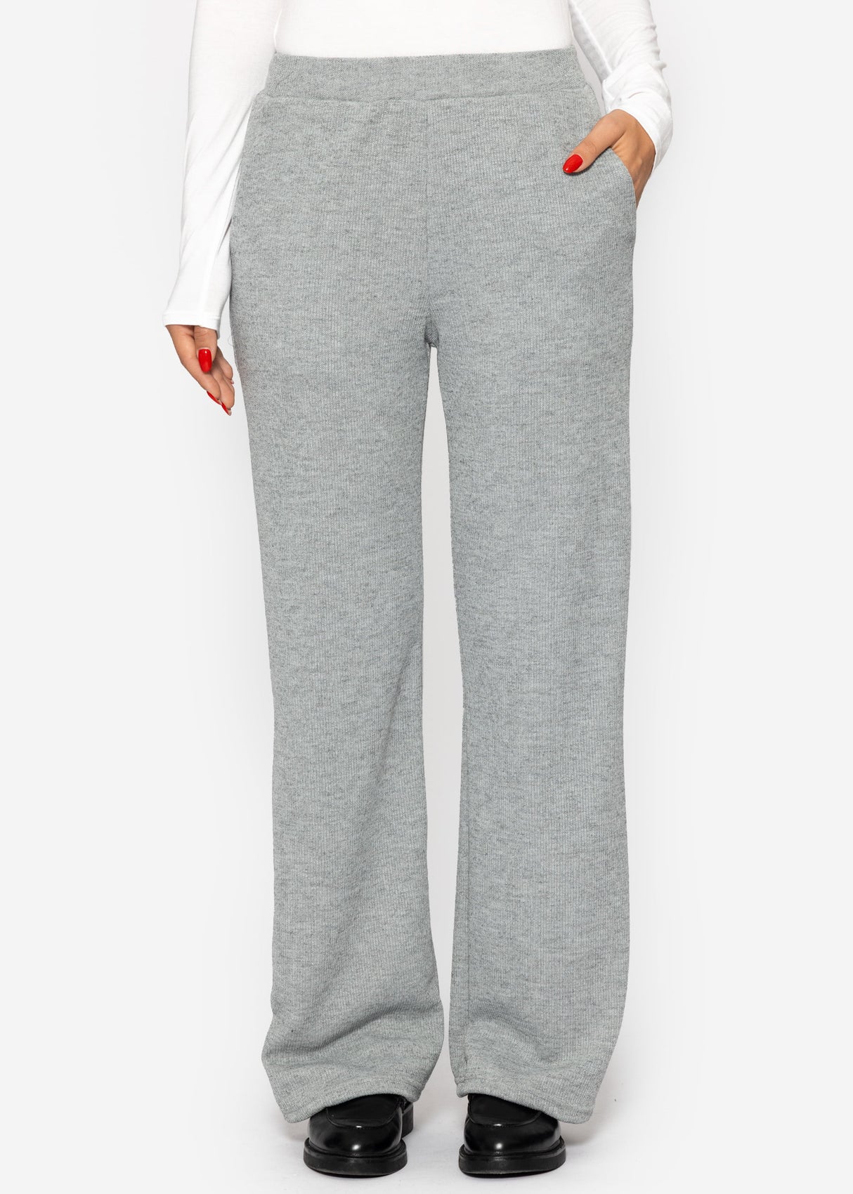 Loungewear Hose in Rippoptik - grau