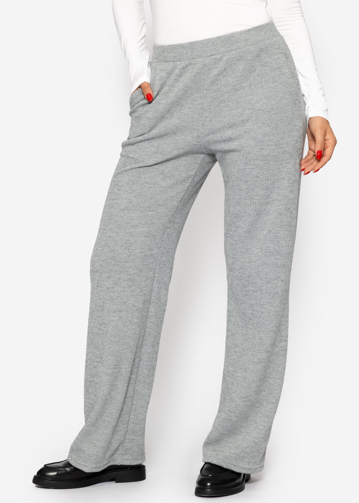 Loungewear Hose in Rippoptik - grau