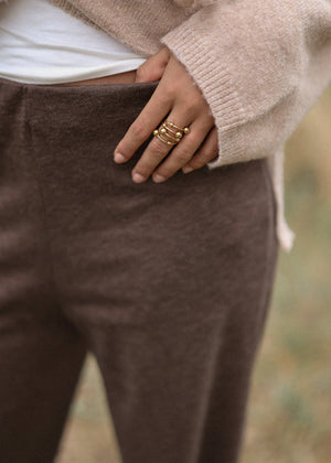 Loungewear Hose mit geradem Bein - braun