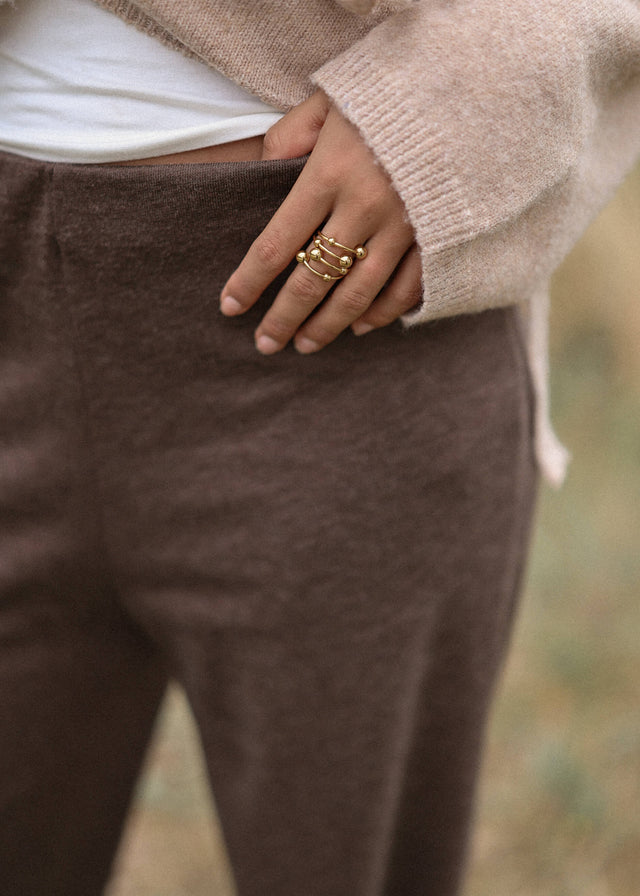 Loungewear Hose mit geradem Bein - braun
