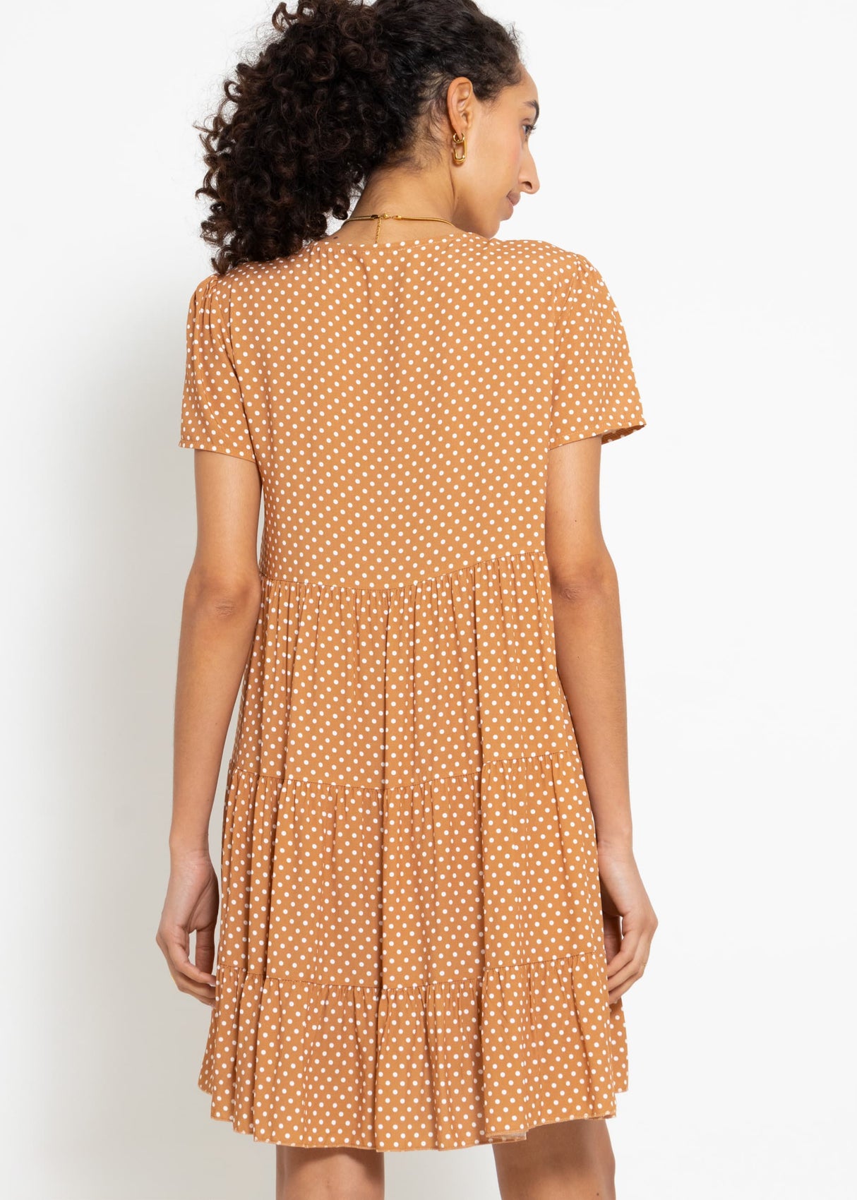Luftiges Kleid mit Tupfen-Print - braun