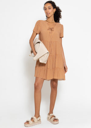 Luftiges Kleid mit Tupfen-Print - braun