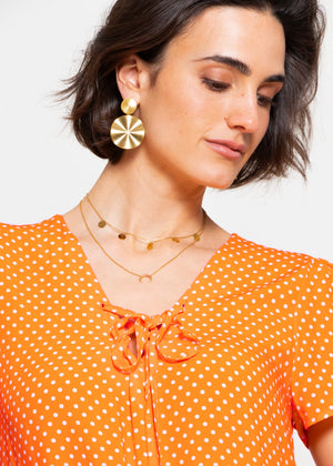Luftiges Kleid mit Tupfen-Print - orange