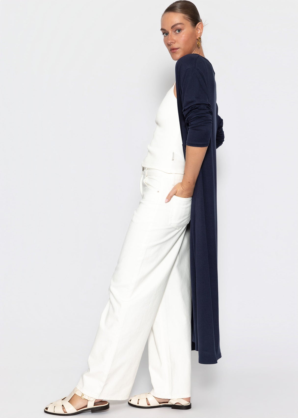 Maxi-Cardigan aus fließendem Jersey - dunkelblau