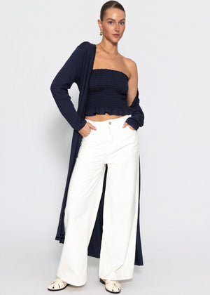 Maxi-Cardigan aus fließendem Jersey - dunkelblau