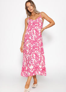Maxi Kleid mit Paisley-Print - pink