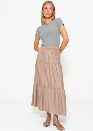 Maxi Volantsrock - taupe