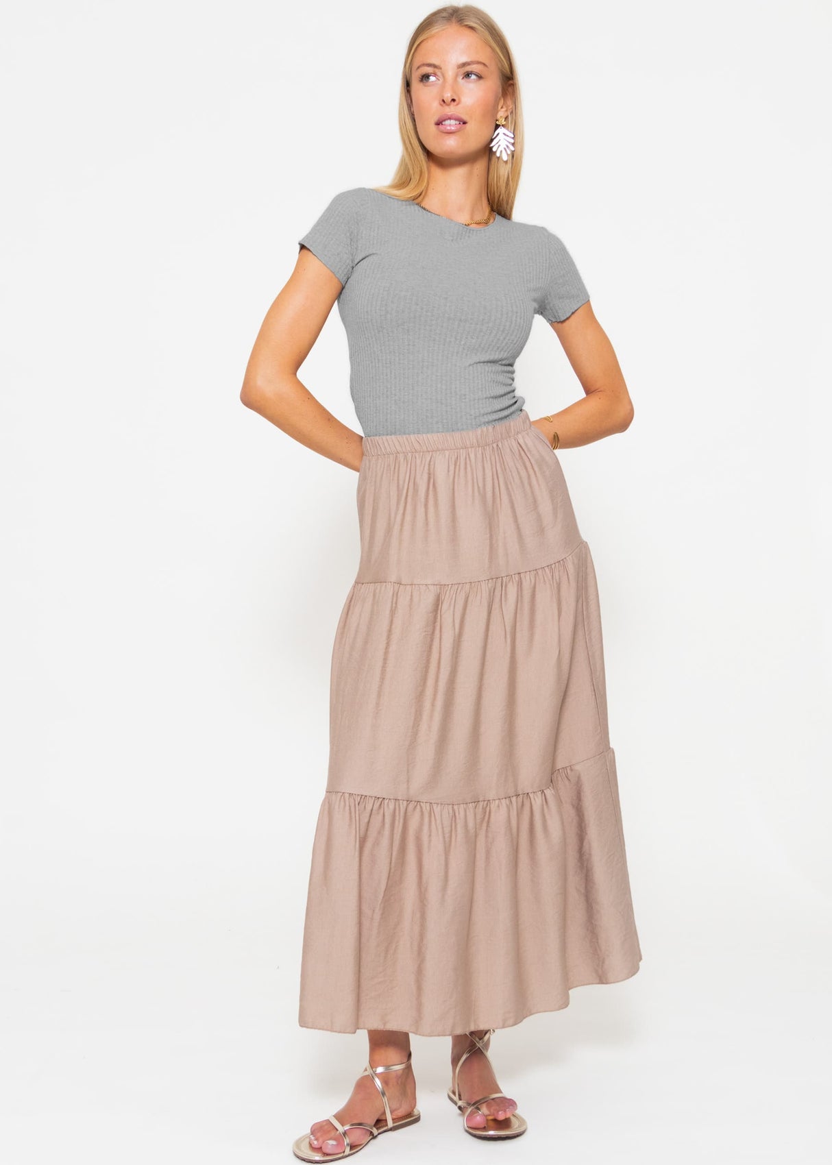 Maxi Volantsrock - taupe