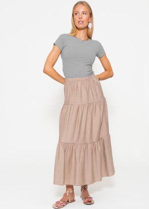 Maxi Volantsrock - taupe