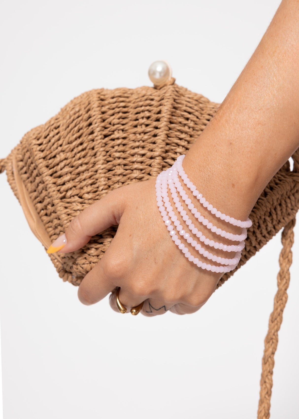 Mehrreihiges Perlen Armband - pastellrosa