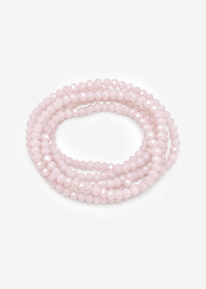 Multi-row beaded bracelet - pastel rose