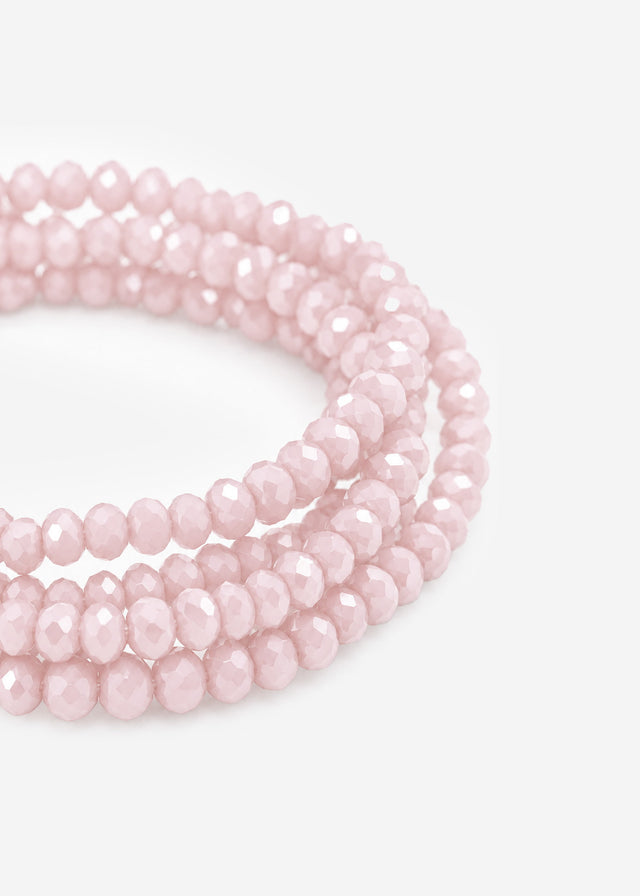 Multi-row beaded bracelet - pastel rose