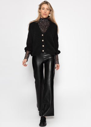 Mesh Langarmshirt mit Leo-Print - grau