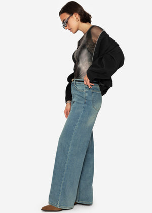 Mesh long-sleeved shirt with print - anthracite