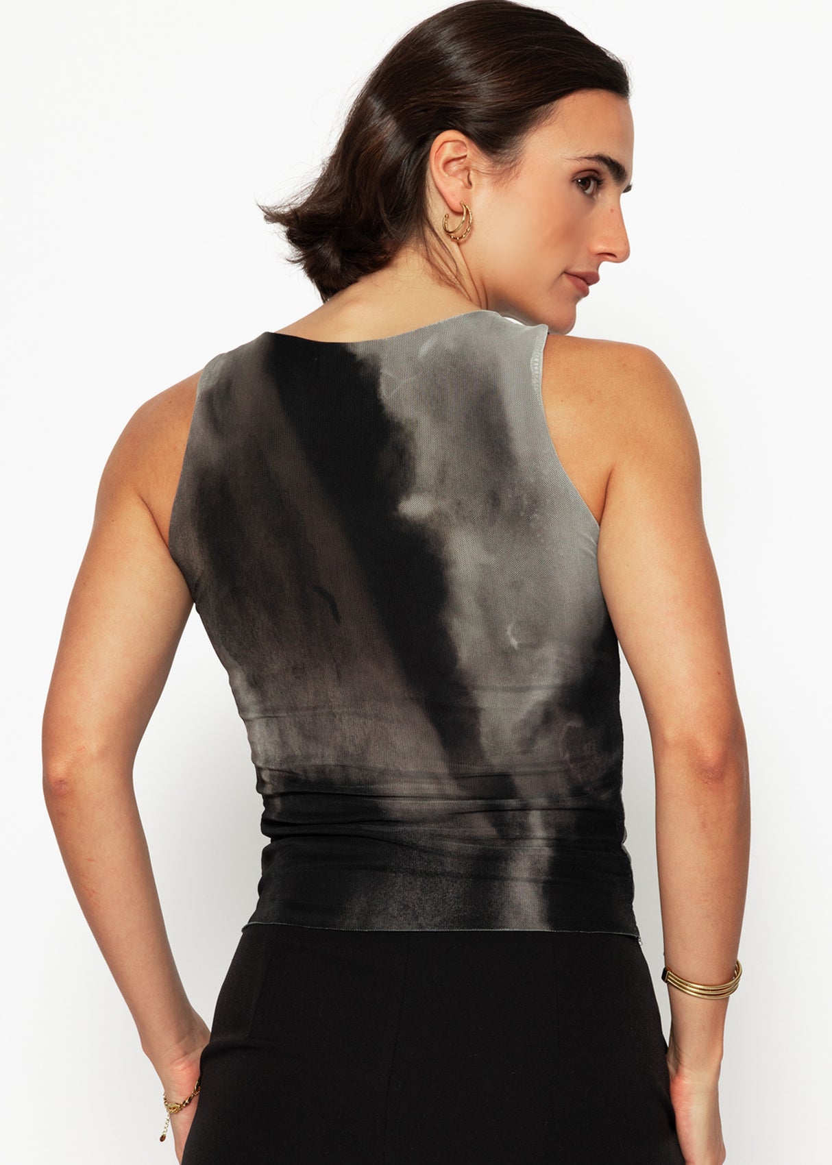 Mesh Tank Top mit Print - anthrazit