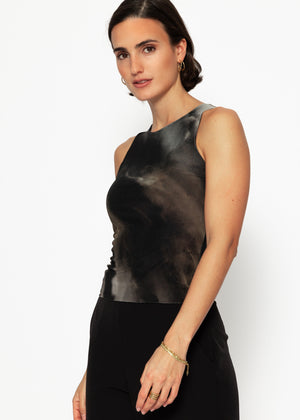 Mesh Tank Top mit Print - anthrazit