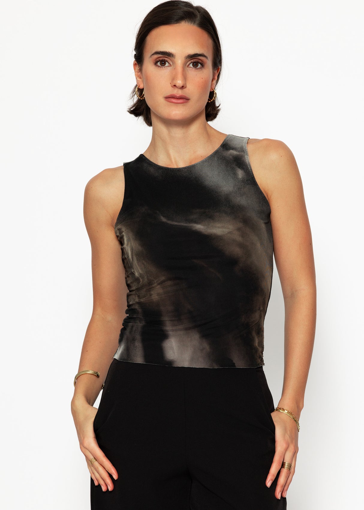 Mesh Tank Top mit Print - anthrazit
