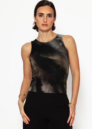 Mesh Tank Top mit Print - anthrazit