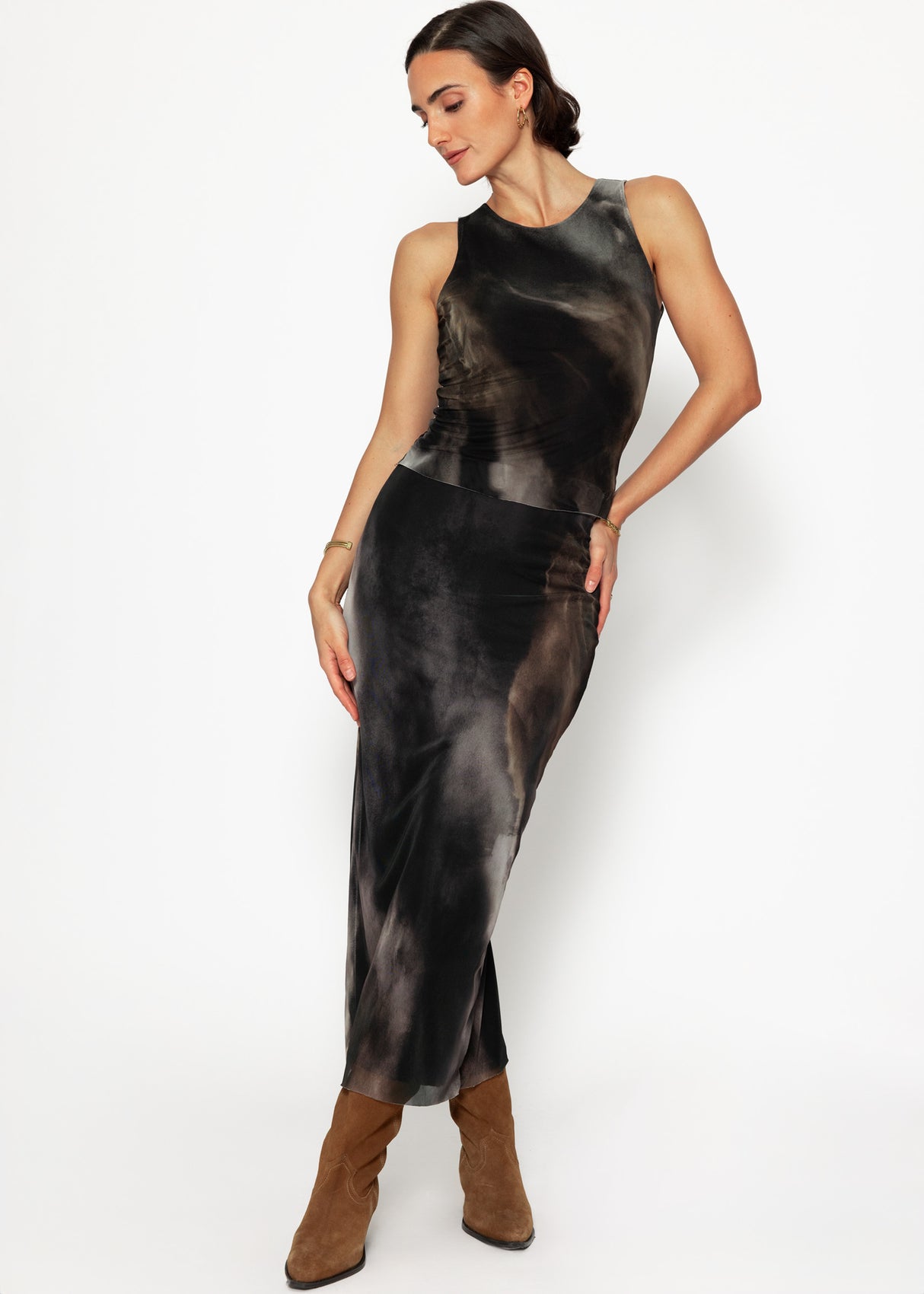 Mesh Tank Top mit Print - anthrazit