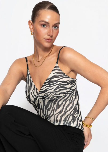 Mesh-Top mit Zebra-Muster - schwarz-weiß von SASSYCLASSY