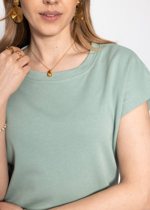 Heavy sweat dress with slot - sage green