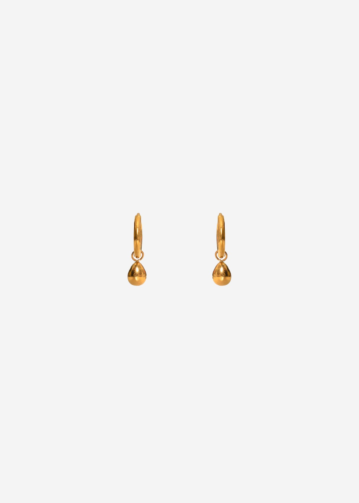 Mini Creolen mit Tropfen-Anhänger - gold
