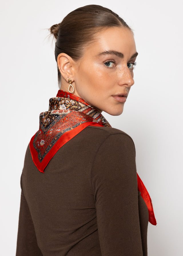 Neckerchief with paisley print - red