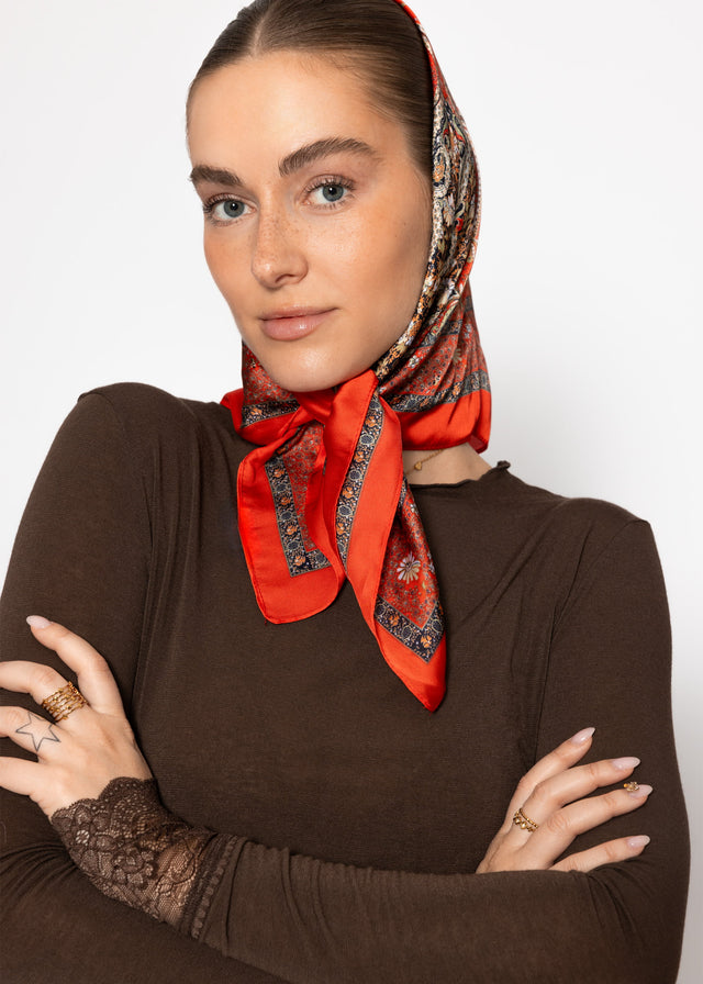Neckerchief with paisley print - red