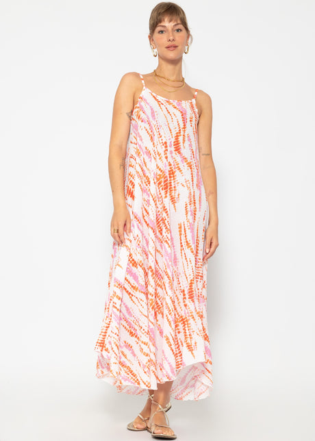 Muslin beach dress with colorful print - off-white by SASSYCLASSY