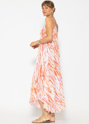 Musselin Beach Kleid mit buntem Print - offwhite