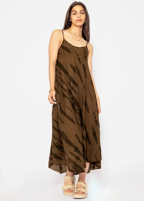 Musselin Beach Kleid mit Zebra-Print - espresso