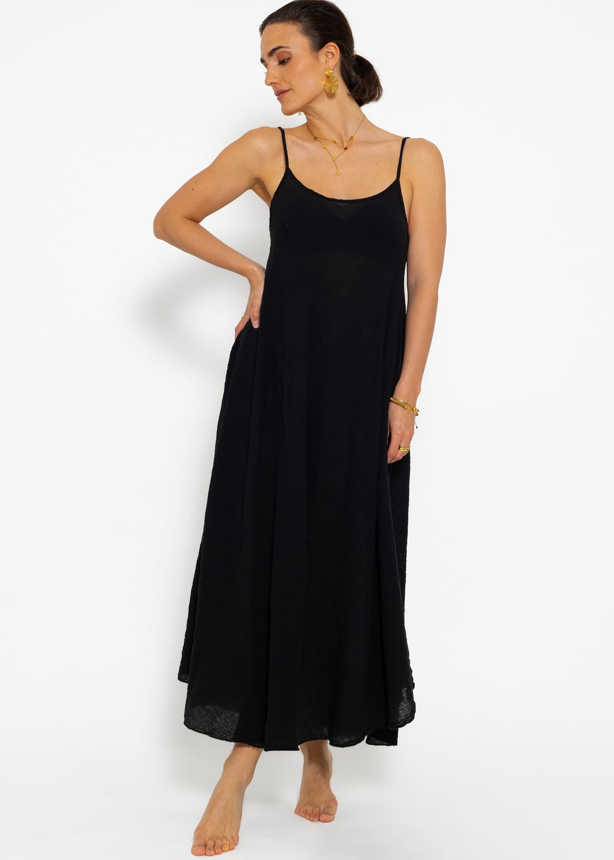 Muslin beach dress - black