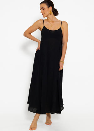Muslin beach dress - black