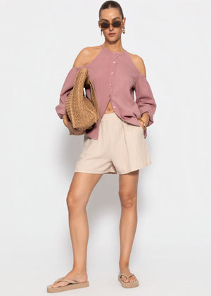 Musselin Bluse mit Cut-Outs - altrosa