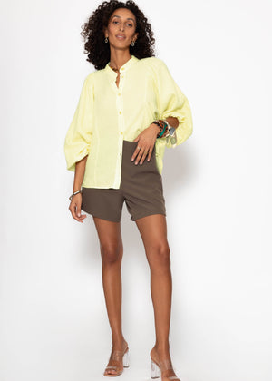 Musselin Bluse mit Fledermausärmeln - buttergelb