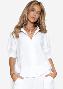 Short arm Musselin Blouse - white