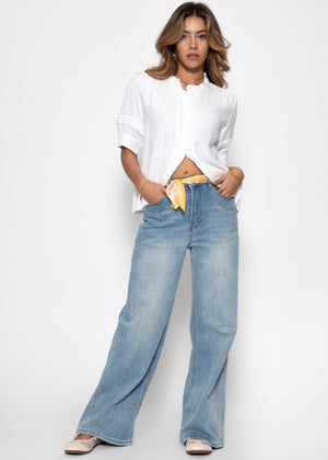 Short arm Musselin Blouse - white